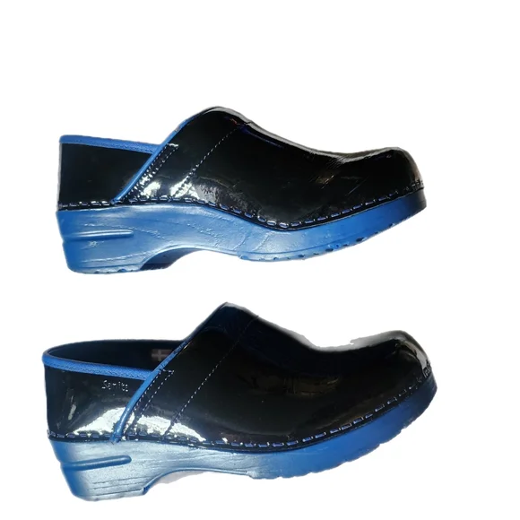 Sanita The Original Danish Clog, Black With Blue Details Professional Clogs - Picture 1 of 4